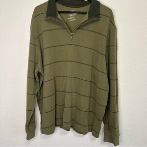 Men’s Faded Glory Quarter-Zip Long Sleeve Shirt Hunter Green 2XL
